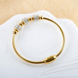 Stainless Steel Twisted Cable Charm Bracelet Bangle Zircon Wedding Jewelry