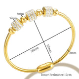 Stainless Steel Twisted Cable Charm Bracelet Bangle Zircon Wedding Jewelry