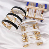 Punk Geometry Plated Jewelry Charm Hollow Out Bracelet For Women