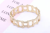 Unisex Punk Style Geometric Gold Bangle Cuff Bracelet