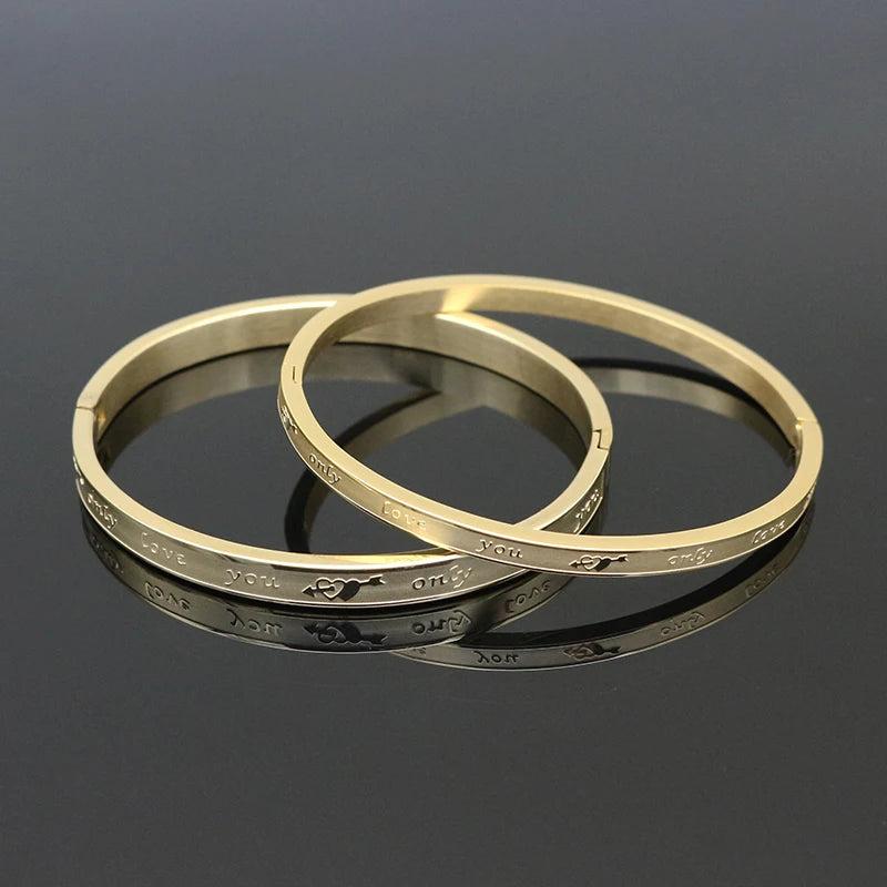 Stainless Steel Love Heart Bangles Bracelets - Women Party Gift