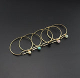 Metal Alloy Charm Bracelet Ethnic Natural Stone Pearl Inlaid