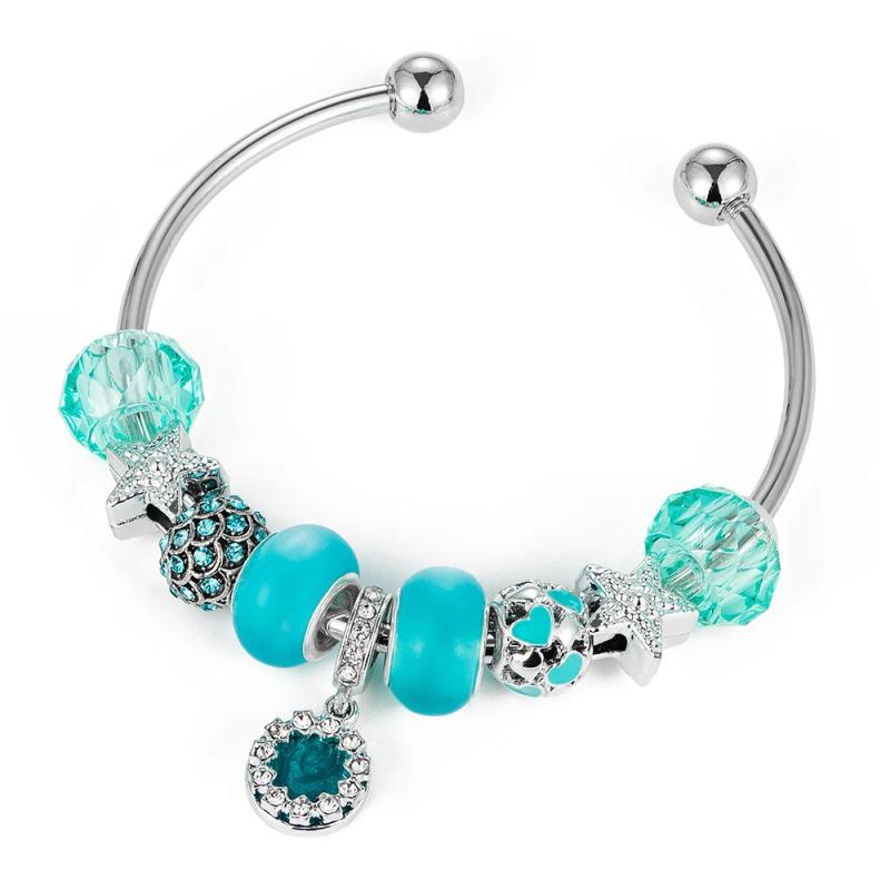 Kirykle Romantic Silver Charm Bracelet Happy Family DIY Jewelry