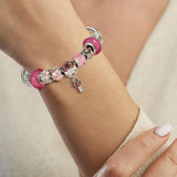 Kirykle Romantic Silver Charm Bracelet Happy Family DIY Jewelry