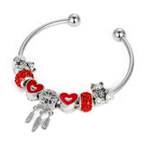 Kirykle Romantic Silver Charm Bracelet Happy Family DIY Jewelry