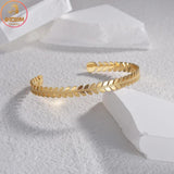 Ins Leaf Hollow Open Bracelet Stainless Steel Bangle