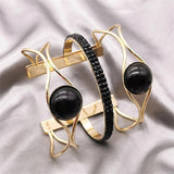 Gothic Double Layer Bracelet Punk Charm Cuff Bangles