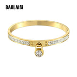 CZ Bangles Gold-Color Charm Lock Crystal Bracelets