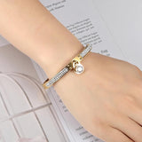 CZ Bangles Gold-Color Charm Lock Crystal Bracelets