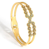 Stainless Steel Daisy Flower Layered Bangles Bracelets for Women