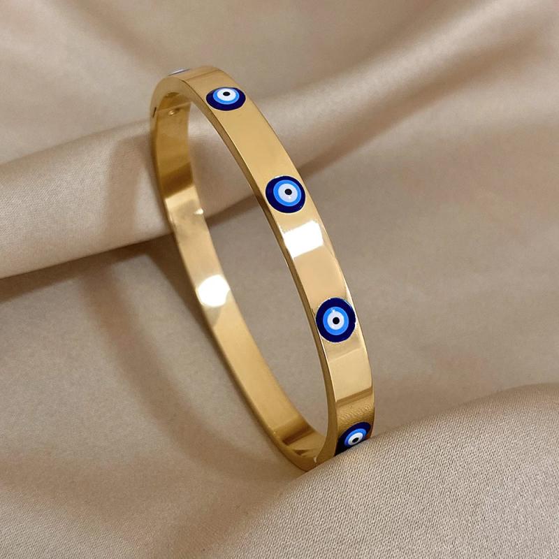 Stainless Steel Bangle Bracelet Devil's Eye Charm Wristband