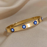 Stainless Steel Bangle Bracelet Devil's Eye Charm Wristband