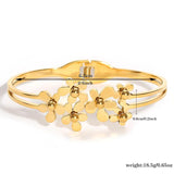 Stainless Steel Floral Charm Bangle Bracelet for Women