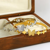 Stainless Steel Butterfly Bangle Bracelet Women 18K Plated Rhinestone Jewelry