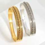 316L Stainless Steel Twisted Chain Charm Bracelet Wide Bangle