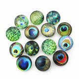 20pcs Glass Peacock Feather Snap Button Charms for 18mm Bracelets Necklace