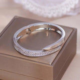 Rose Crystal Cuff Bracelet Bangles Female Jewelry