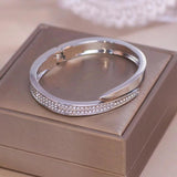 Rose Crystal Cuff Bracelet Bangles Female Jewelry