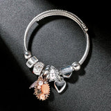 Heart Geometric Tree Charm Bracelet Crystal DIY Jewelry