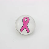 20pcs 18mm Glass Pink Ribbon Snap Buttons DIY Jewelry