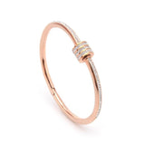 18K Plated Titanium Steel Rose Bracelet Crystal Charm Women Bridal Fine Jewelry