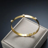 Adjustable Zircon Bangle for Women Stainless Steel Couple Party Charm