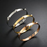 Adjustable Zircon Bangle for Women Stainless Steel Couple Party Charm