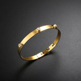 Adjustable Zircon Bangle for Women Stainless Steel Couple Party Charm
