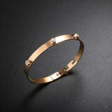 Adjustable Zircon Bangle for Women Stainless Steel Couple Party Charm