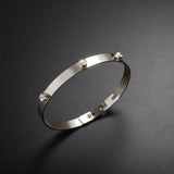 Adjustable Zircon Bangle for Women Stainless Steel Couple Party Charm