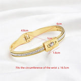 Stainless Steel Zircon Evil Eye Bangle Bracelet Vintage Jewelry