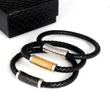 Stainless Steel Magnetic Leather Fitness Bracelet