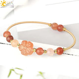 CSJA Red Agates Cuff Bracelets Carved Stone