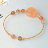 CSJA Red Agates Cuff Bracelets Carved Stone