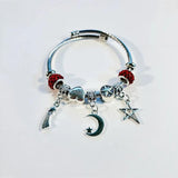 Hot Star Moon Pendant Charm Bracelet DIY Beads Bangle for Women