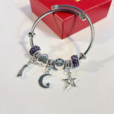 Hot Star Moon Pendant Charm Bracelet DIY Beads Bangle for Women