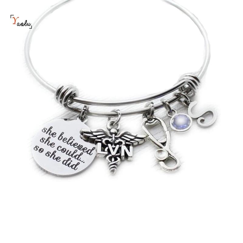 LVN Nurse Bracelet with Charm - Graduation Gift