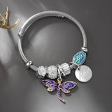 Dragonfly Cuff Bracelet Ethnic Love Charm Crystal Bead Bangle