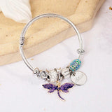 Dragonfly Cuff Bracelet Ethnic Love Charm Crystal Bead Bangle