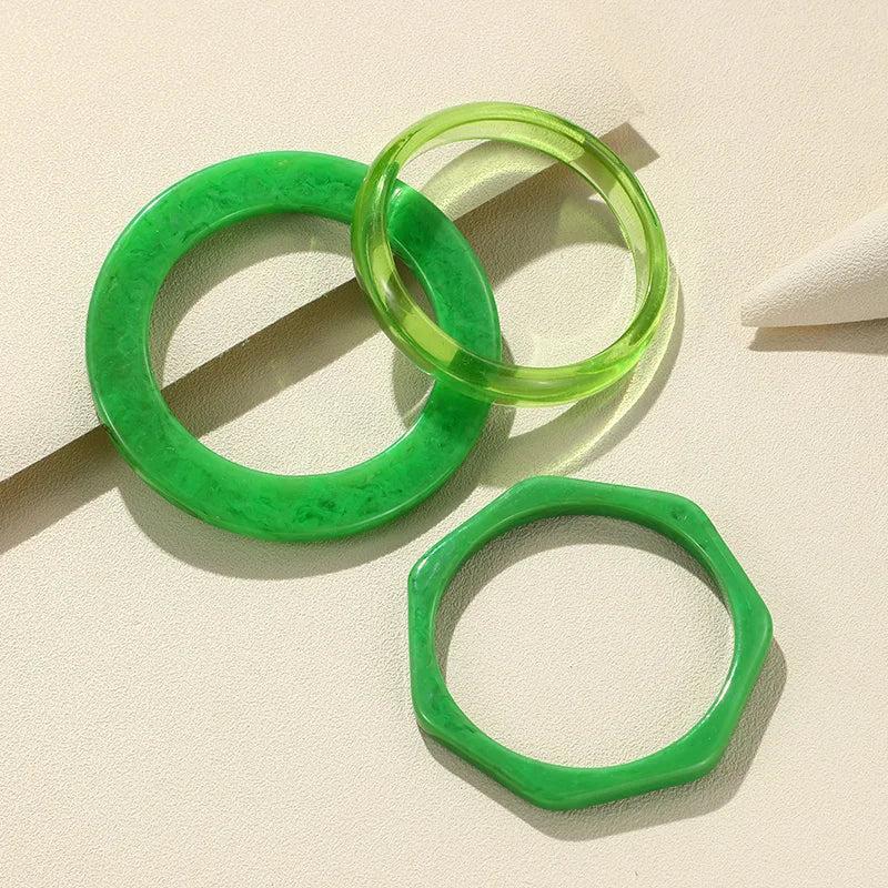3PCS/Set Resin Acrylic Bangles Geometry Colorful Bangle Bracelets