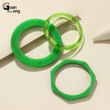3PCS/Set Resin Acrylic Bangles Geometry Colorful Bangle Bracelets