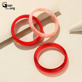3PCS/Set Resin Acrylic Bangles Geometry Colorful Bangle Bracelets