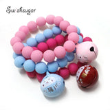 Colorful Beads Bell Charms Bracelet Girls Holiday Christmas Gift