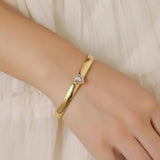 Water Drop CZ Stainless Steel Bangle Charm Texture No Fade Accessories