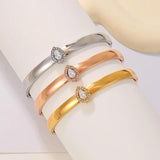 Water Drop CZ Stainless Steel Bangle Charm Texture No Fade Accessories