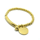 York Circle Tag Bangle Stainless Steel Ball Beads Bracelet For Women
