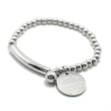 York Circle Tag Bangle Stainless Steel Ball Beads Bracelet For Women