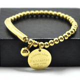 York Circle Tag Bangle Stainless Steel Ball Beads Bracelet For Women