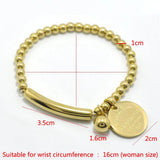 York Circle Tag Bangle Stainless Steel Ball Beads Bracelet For Women
