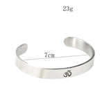 OM Yoga Bangle Stainless Steel Cuff Bracelet Chakra Amulet Religious Charms